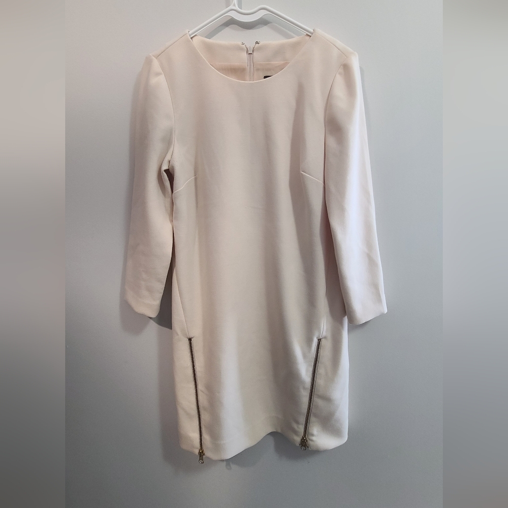 Elegant Cream J.Crew Shift Dress With Gold Zippers Sz 6